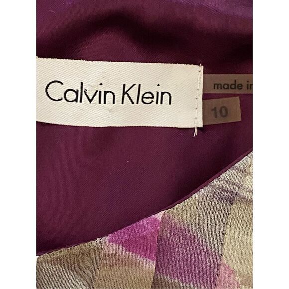 Calvin Klein Womans Dress Abstruct Watercolor Silk size M - Picture 4 of 5